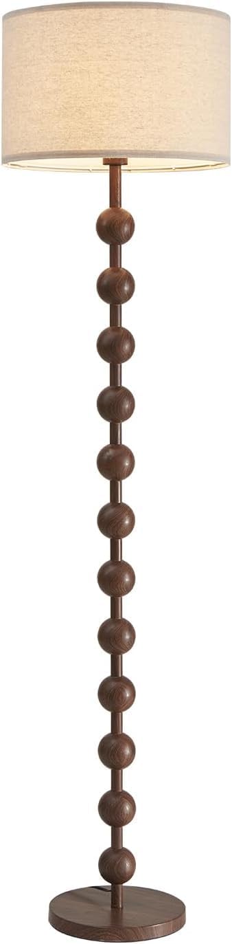 Dimmable Remote Red Wood Fabric Floor Lamp