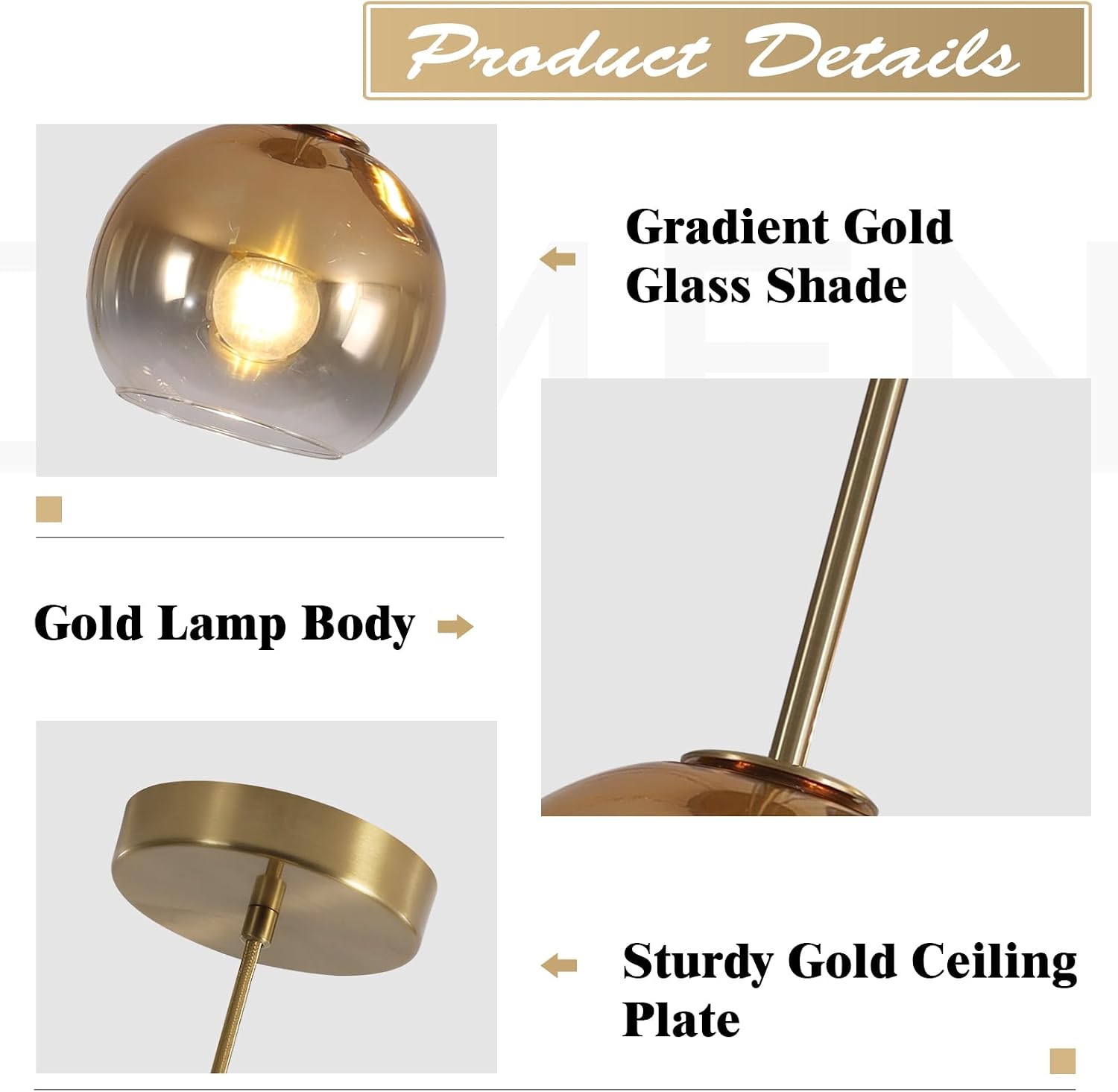 Gold Large Globe Single Kitchen Pendant Light Fixture