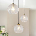 3-Light Clear Glass Globe Pendant Chandelier Lamp
