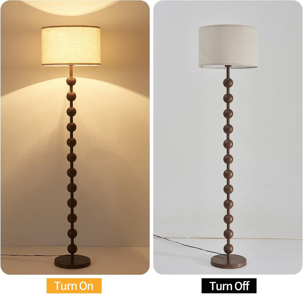 Dimmable Remote Red Wood Fabric Floor Lamp