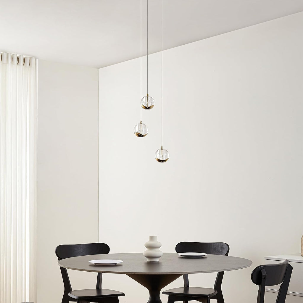 Gold Bubble Glass 3-Light Kitchen Pendant Chandelier