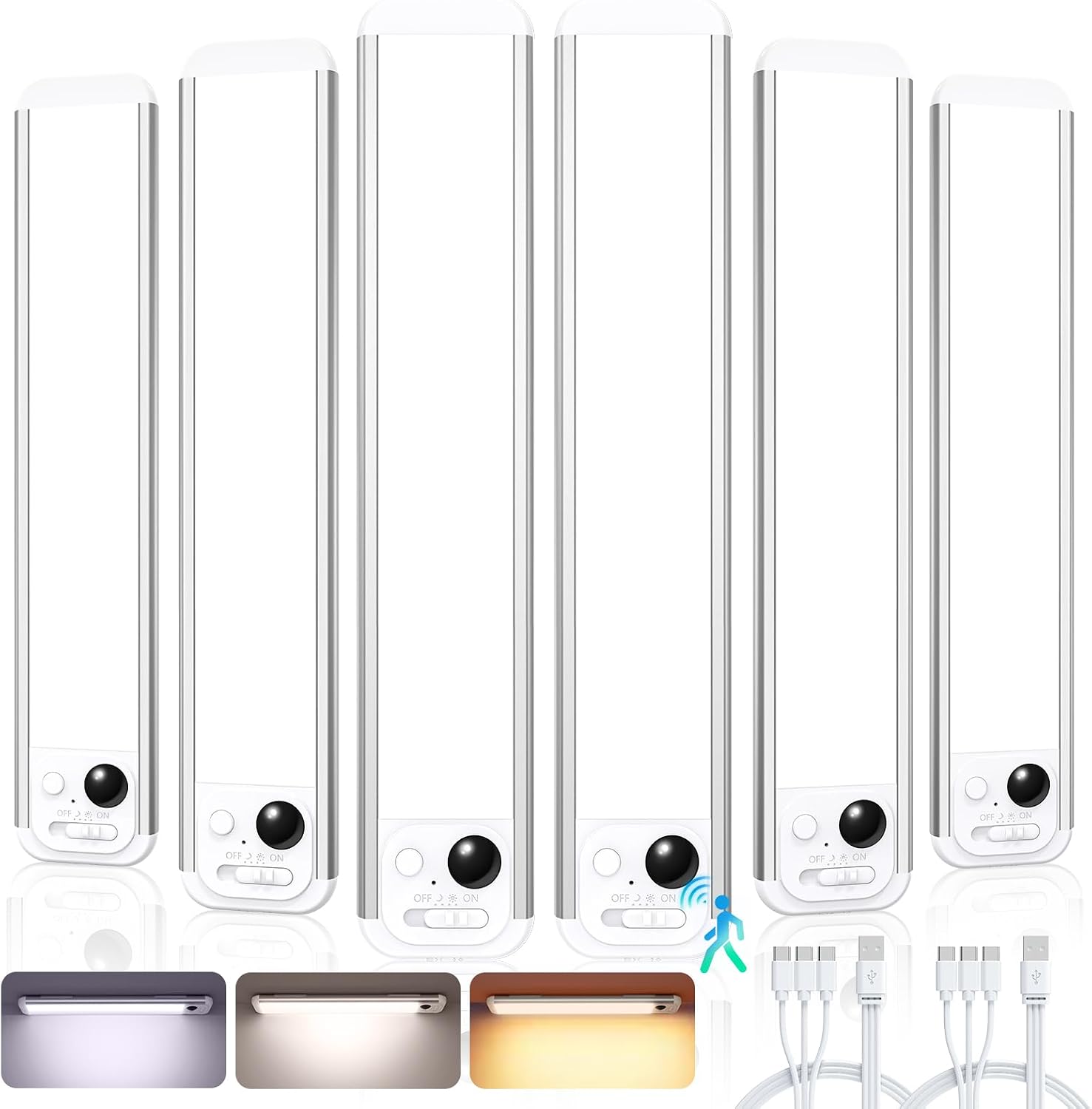 Wireless 3CCT Motion Cabinet Lights 6 Pack