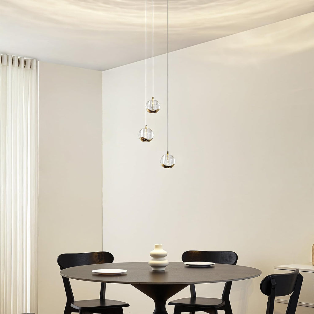 Gold Bubble Glass 3-Light Kitchen Pendant Chandelier