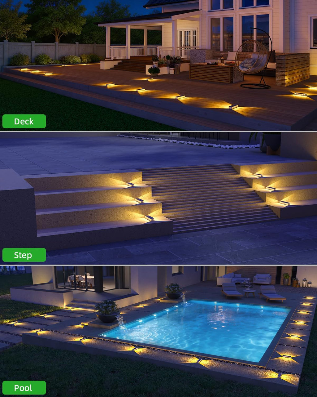 Two-Sided 12 LED IP68 Solar Step Lights