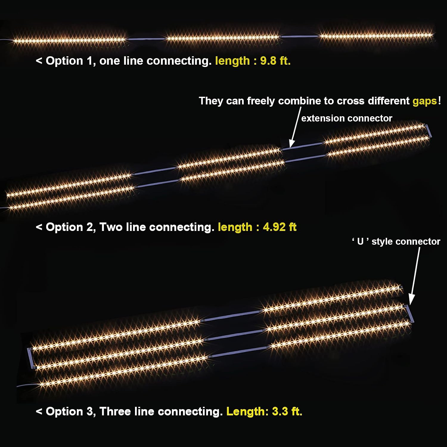 Dimmable Remote Warm Cabinet Light Strips 6 Pack