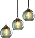 Gray Green Globe Kitchen Pendant Light 3 Pack