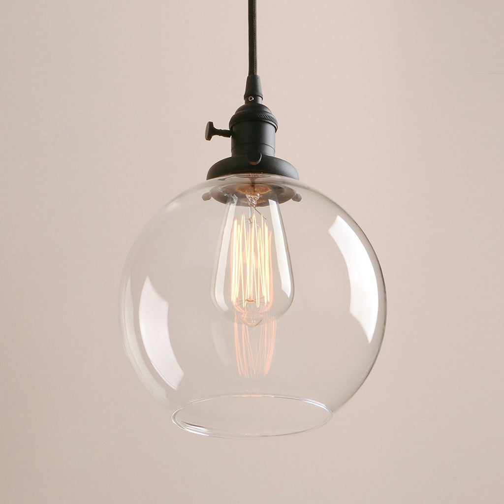 Black Globe Glass Industrial Adjustable Pendant Lamp