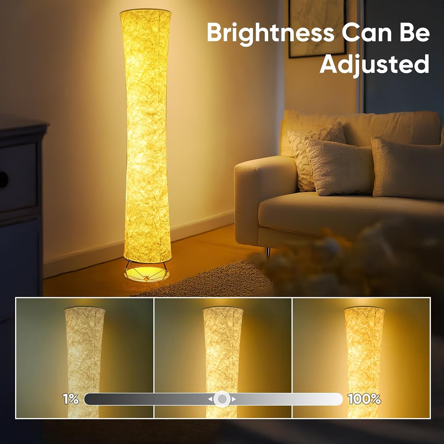 3 Color Remote Tyvek Fabric Simple Floor Lamp