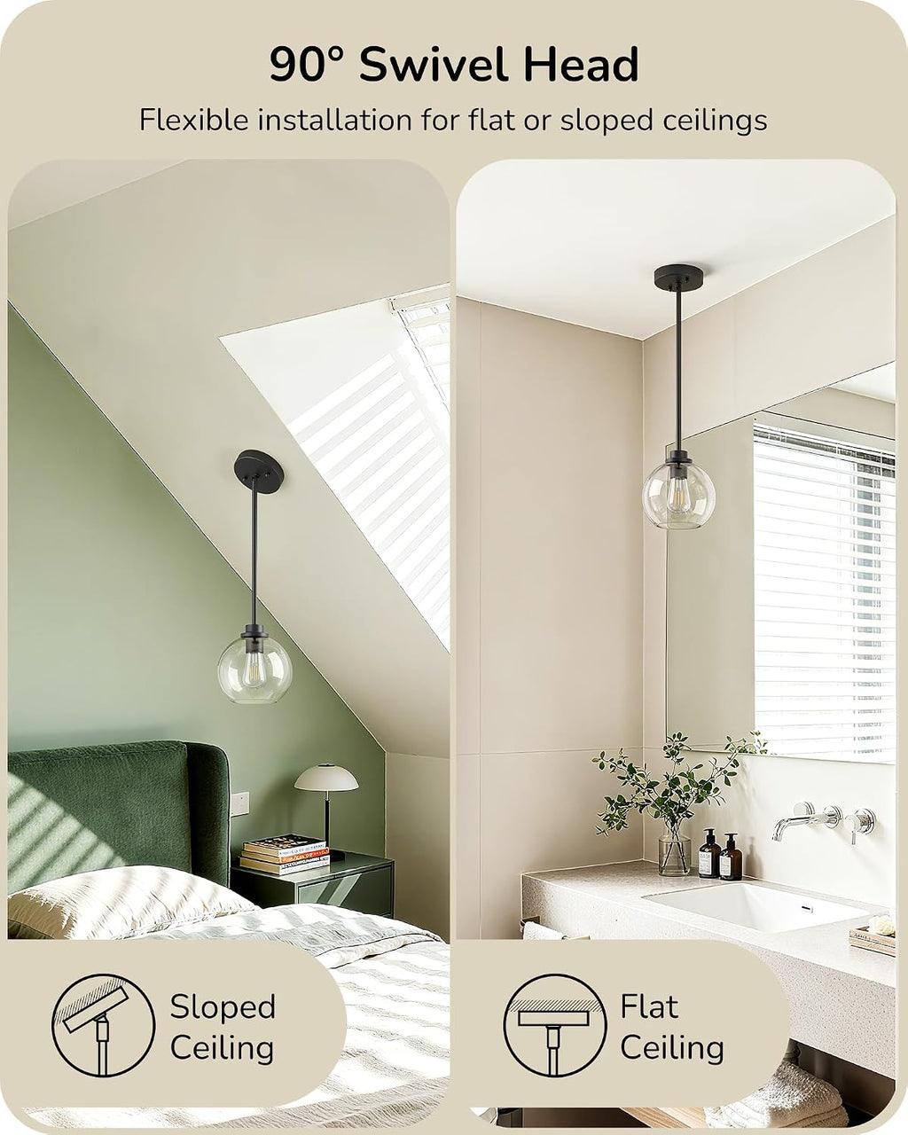 Matte Black Clear Globe 2 Pack Pendant Light