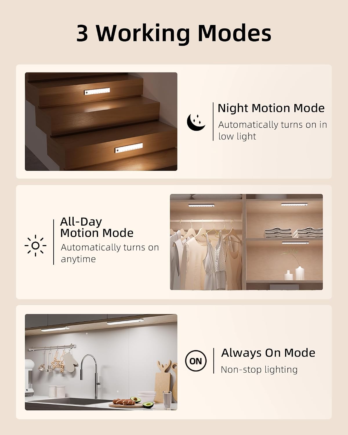 Wireless Remote 3CCT Cabinet Lights 6 Pack