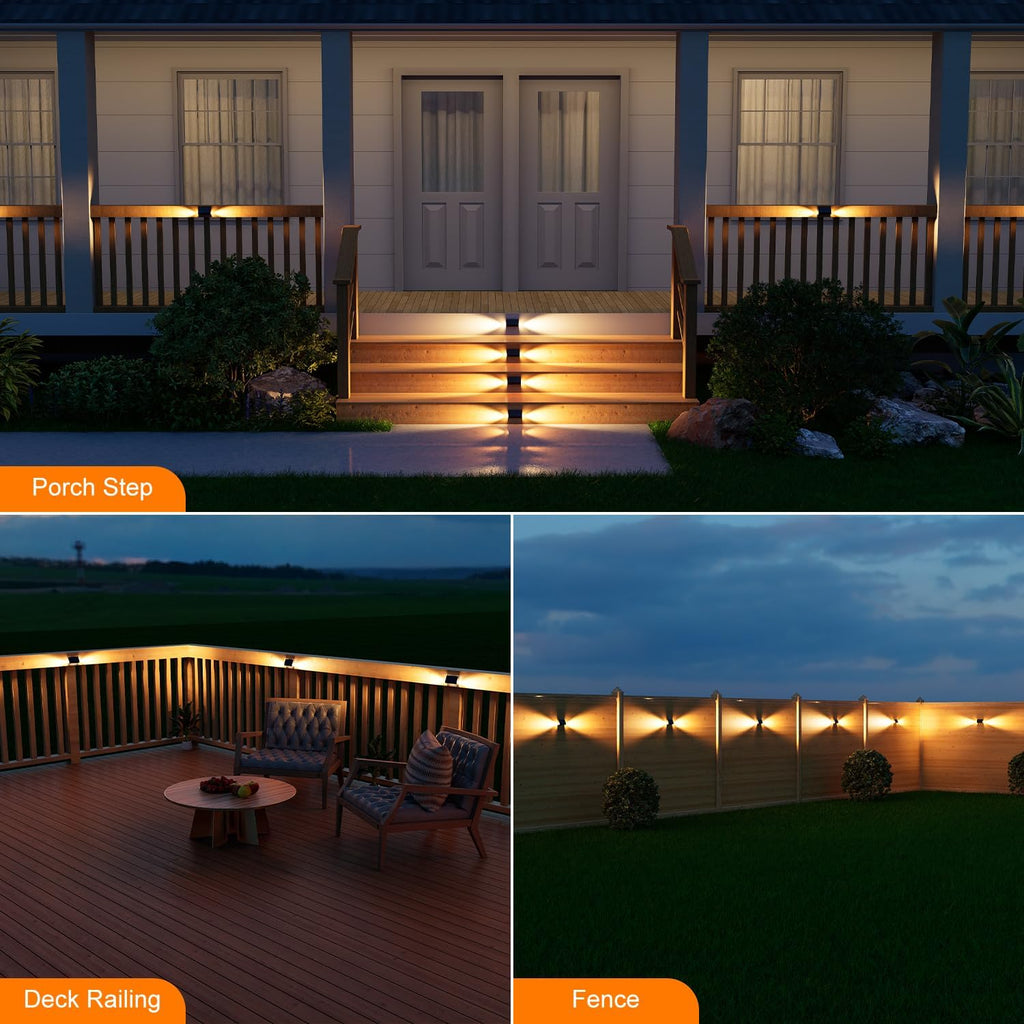Two-Sided Warm White Solar Outdoor Step Lights
