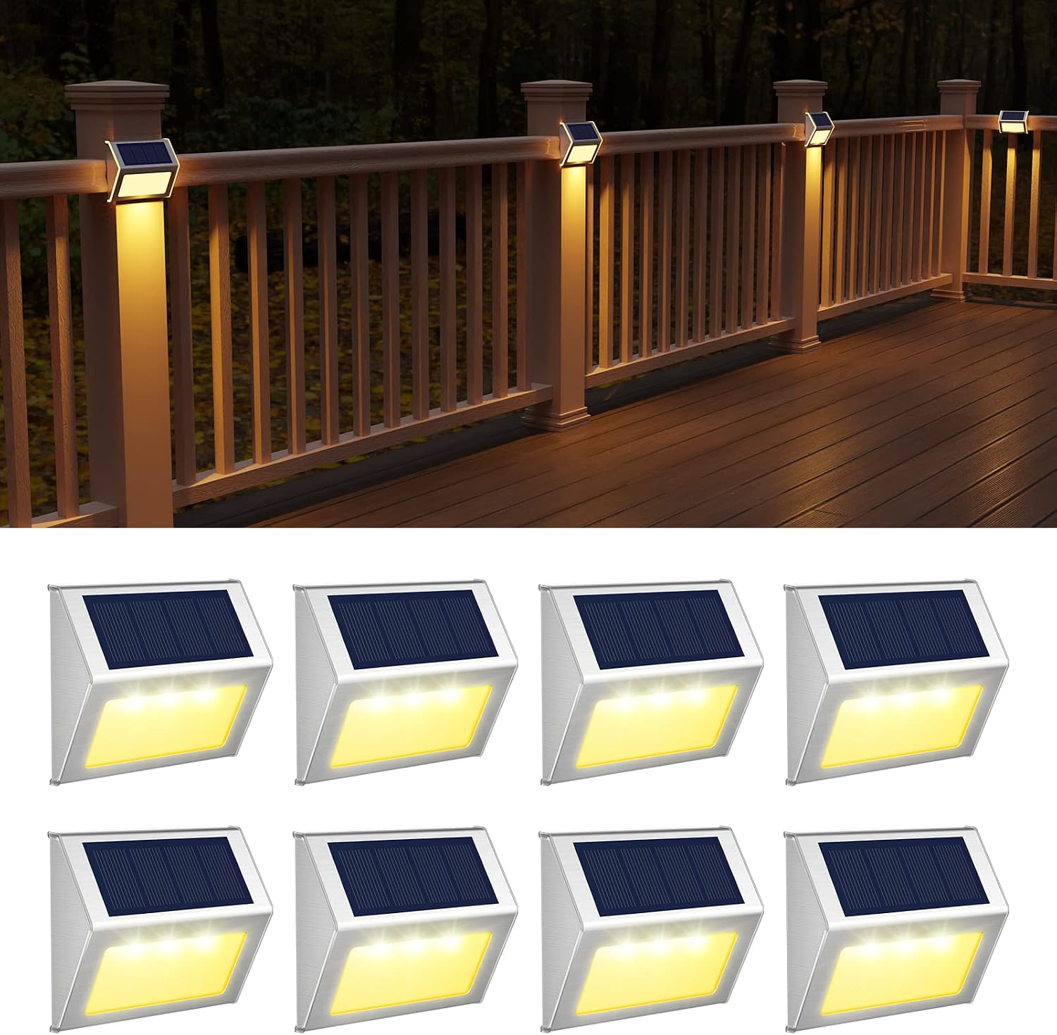 Stainless Steel Warm Solar Deck Step Lights