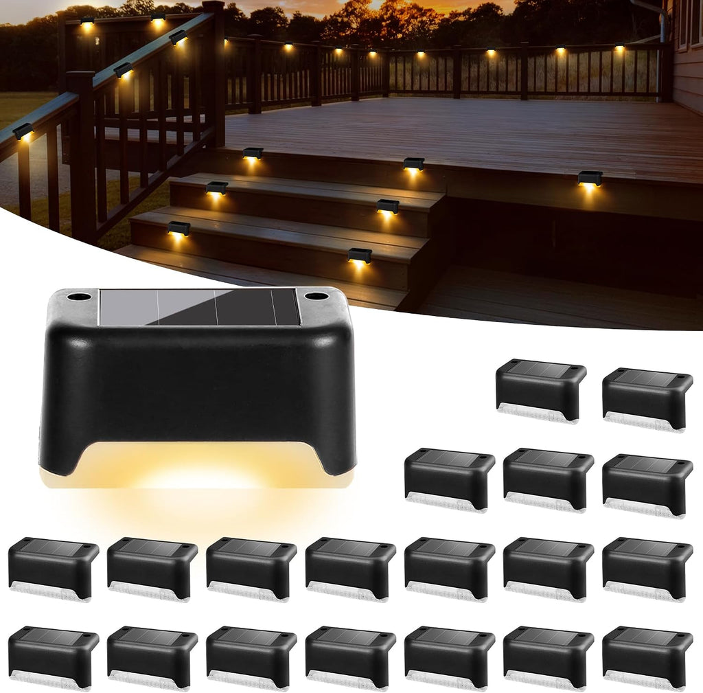 Black Warm White Solar Waterproof Deck Step Lights