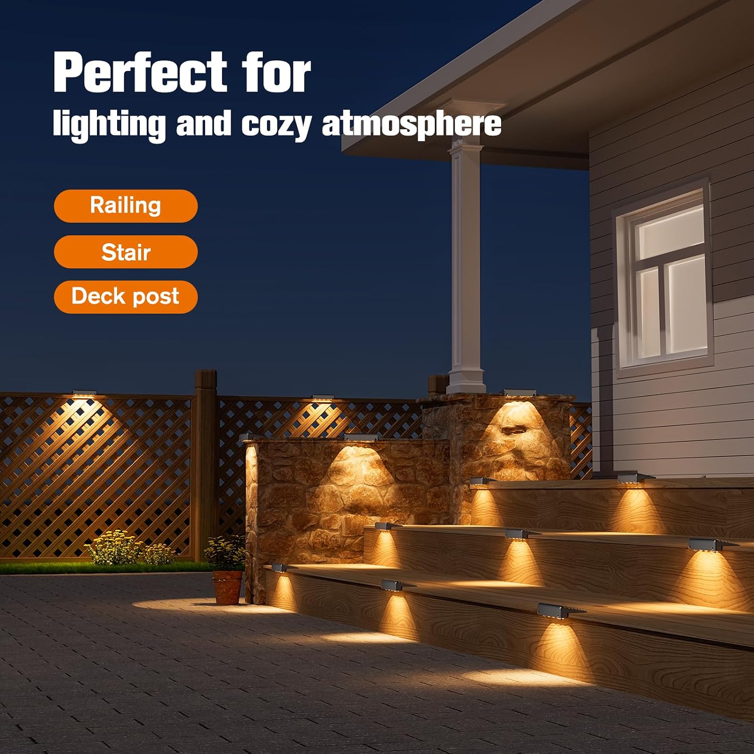 Lens Large Warm White Solar Waterproof Deck Lights