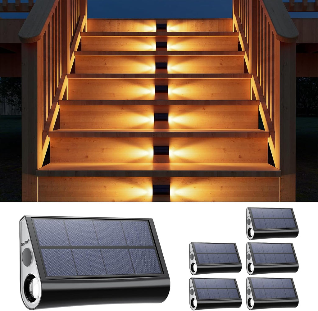 Two-Sided Warm White Solar Outdoor Step Lights