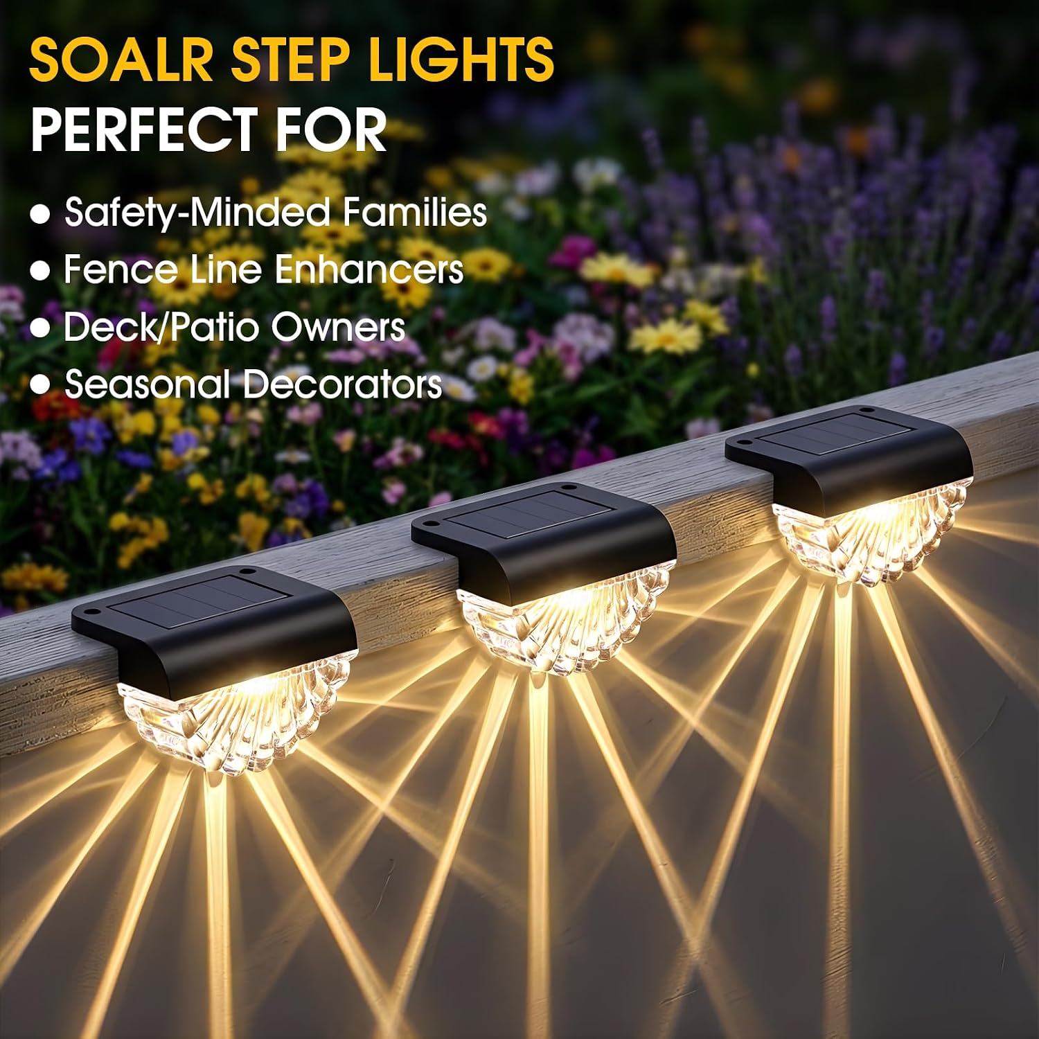 Dusk To Dawn Warm White Solar Deck Step Lights