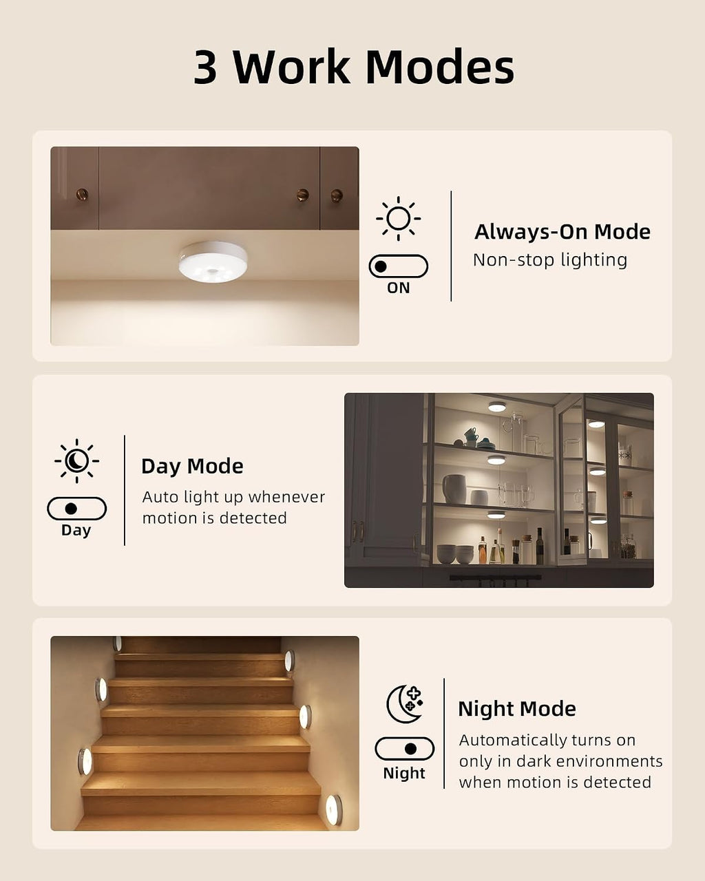 RGB Motion Remote Cabinet Puck Lights 6 Pack