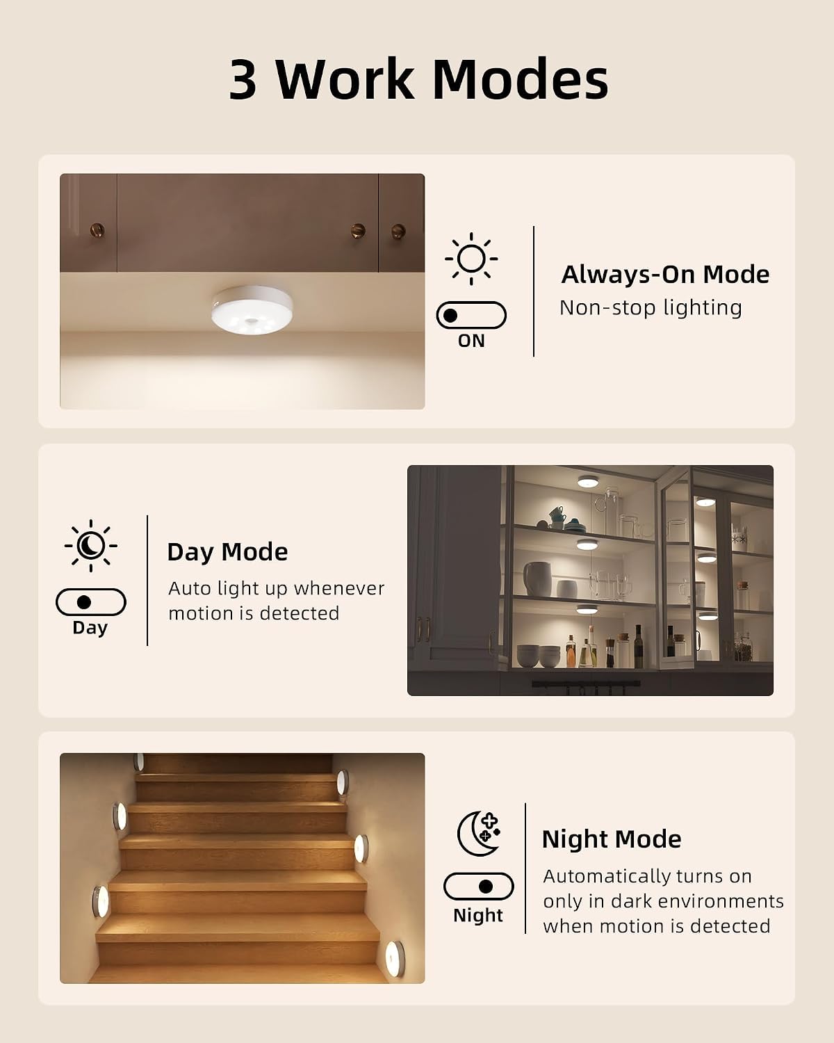 RGB Motion Remote Cabinet Puck Lights 6 Pack