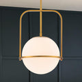 Brass Frosted Globe Adjustable Kitchen Pendant Light