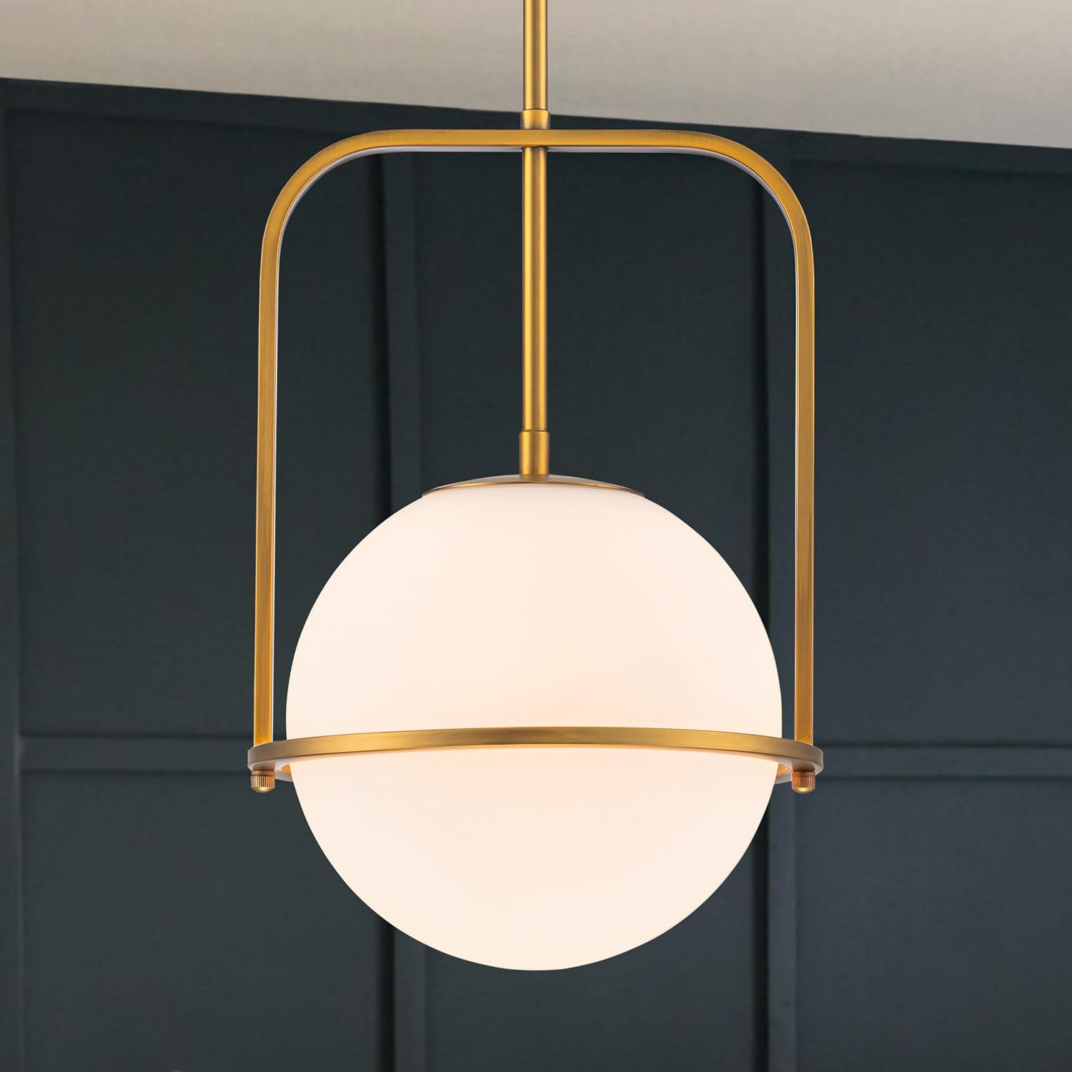 Brass Frosted Globe Adjustable Kitchen Pendant Light