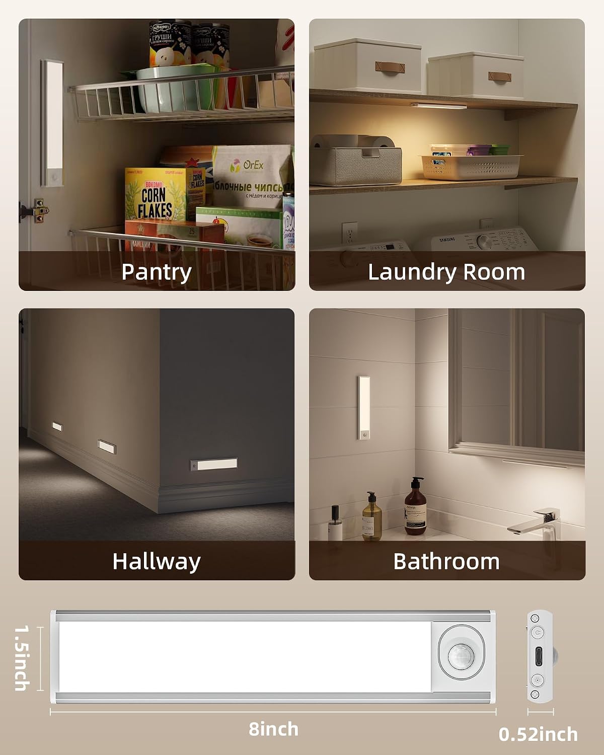 Wireless Motion Cabinet Lights 6 Pack 8 Inch