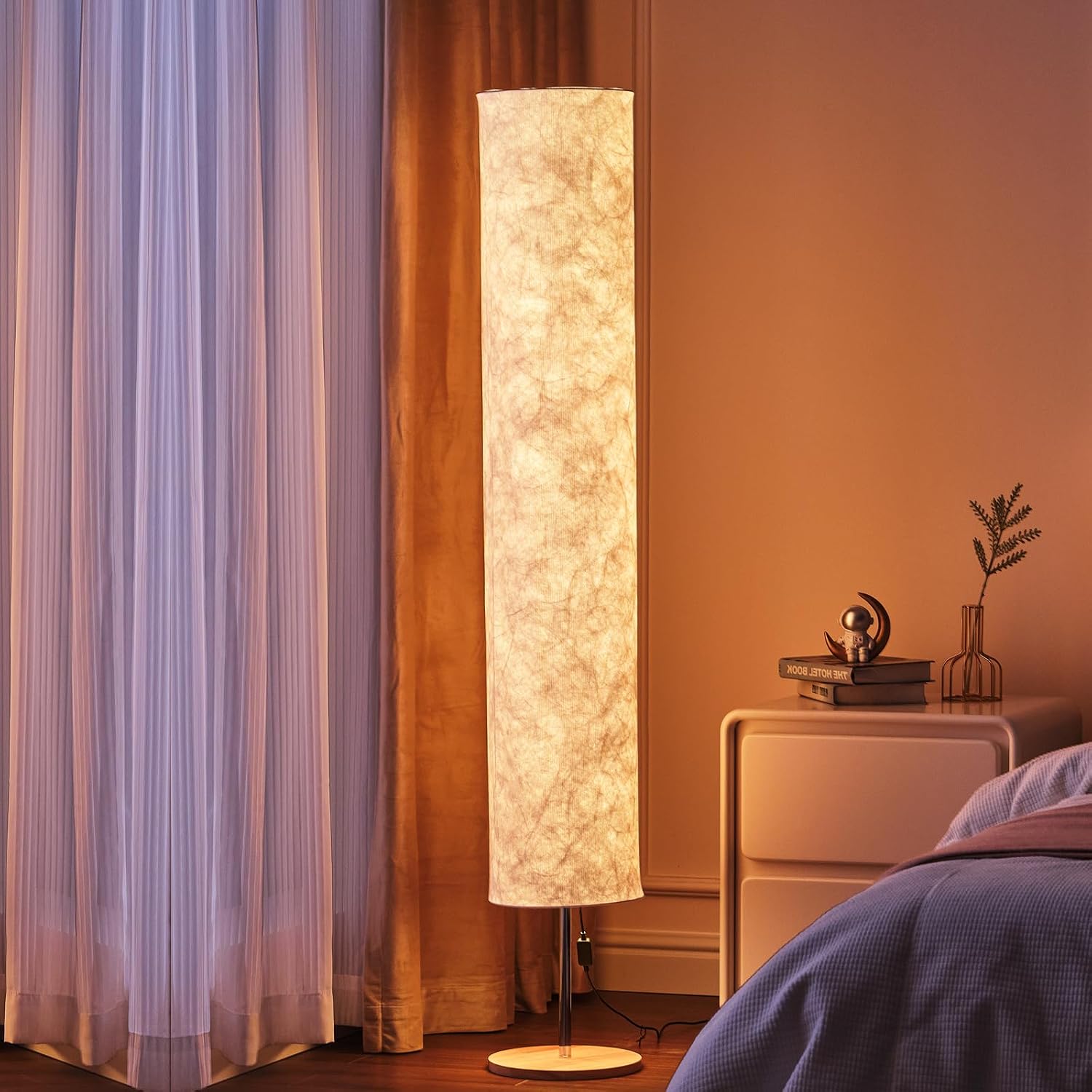 Slim Cylinder Tyvek Shade Modern Floor Lamp