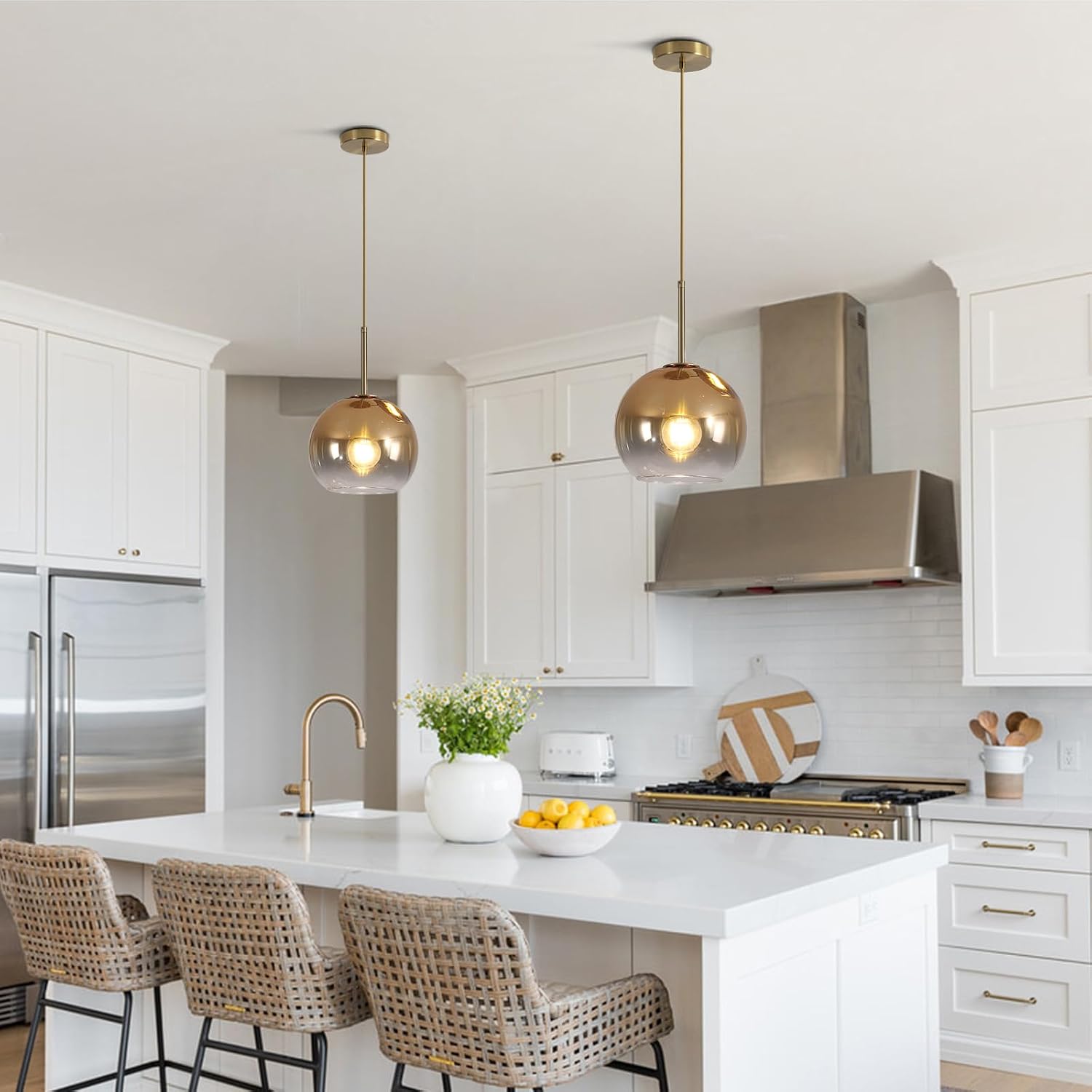 Gold Large Globe Single Kitchen Pendant Light Fixture