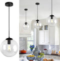 Black Clear Glass Globe Kitchen Pendant Light 10 Inch