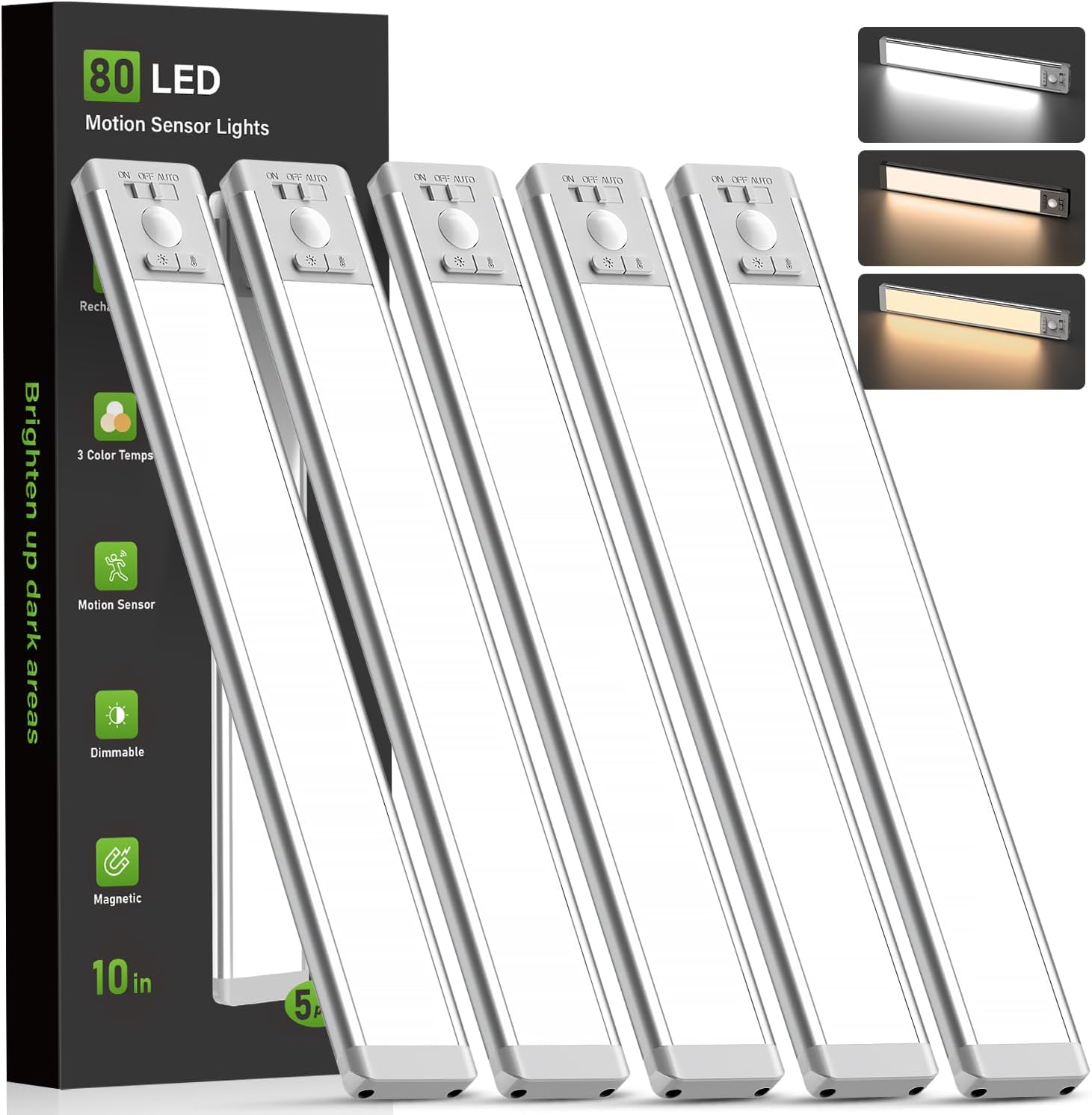 Wireless Motion Sensor Cabinet Lights 5 Pack 10in