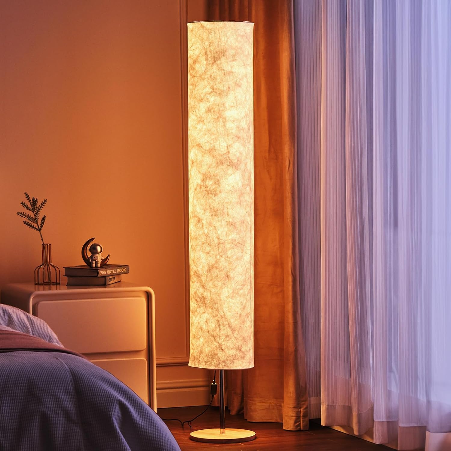 Slim Cylinder Tyvek Shade Modern Floor Lamp