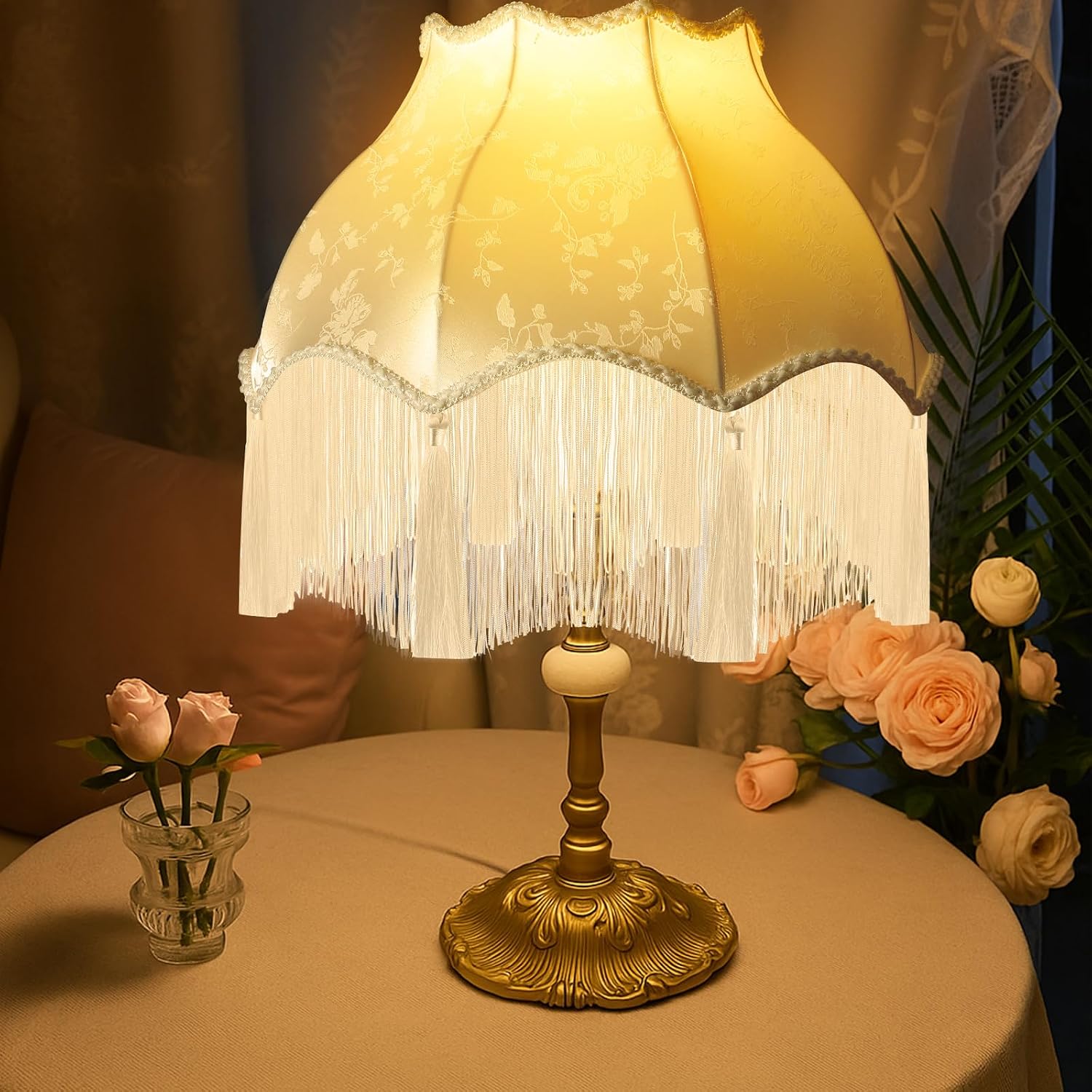Vintage Cream Scallop Bell Lamp Shade Large