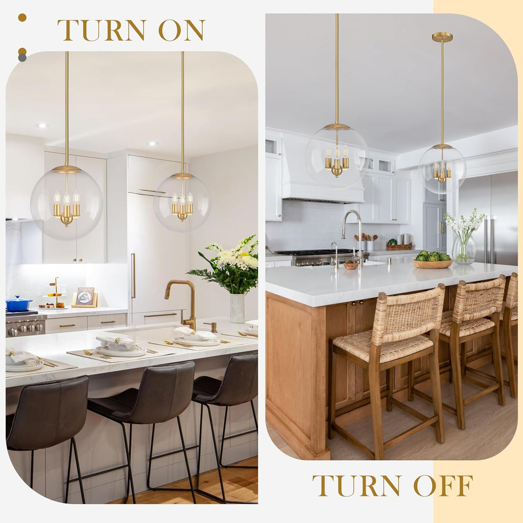 Gold Clear Glass 3-Light Globe Pendant Light