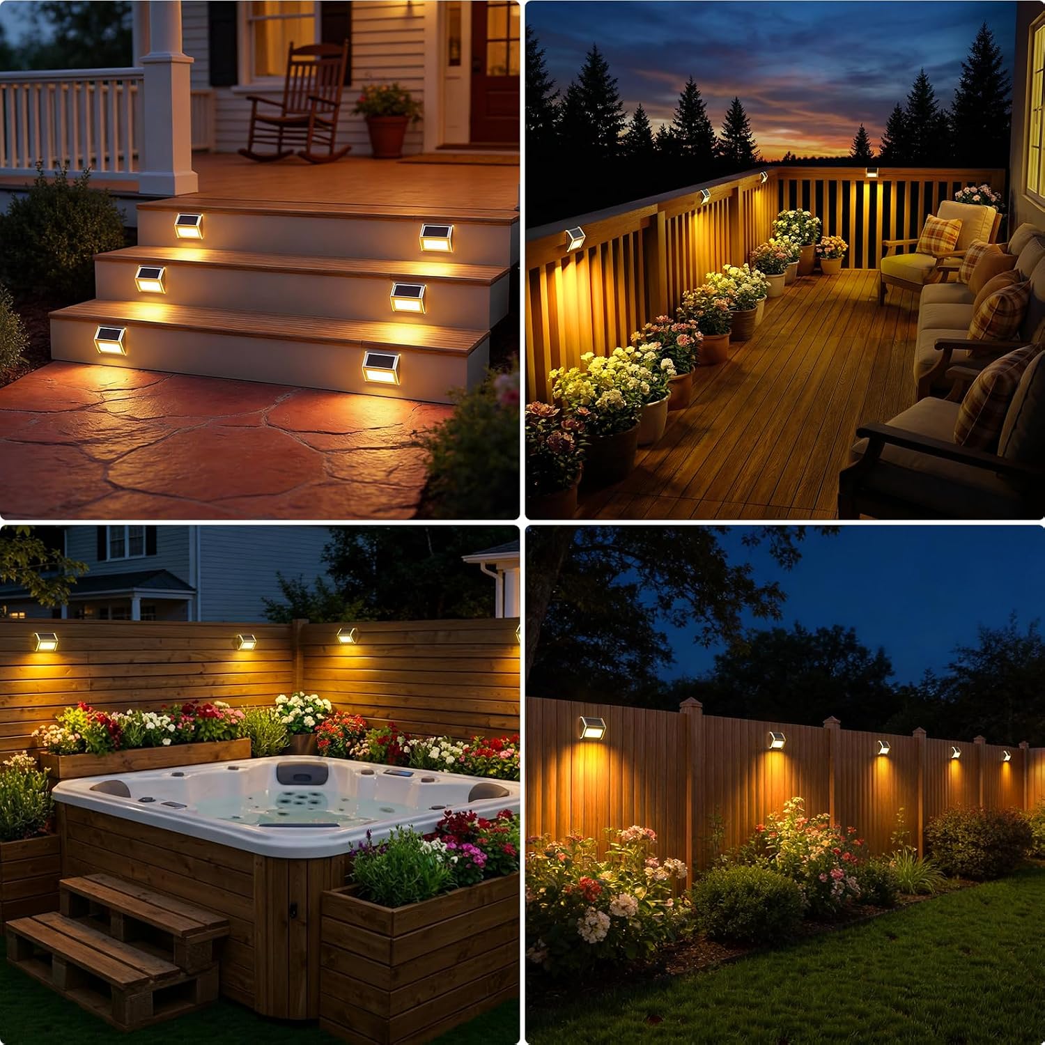 Stainless Steel Warm Solar Deck Step Lights