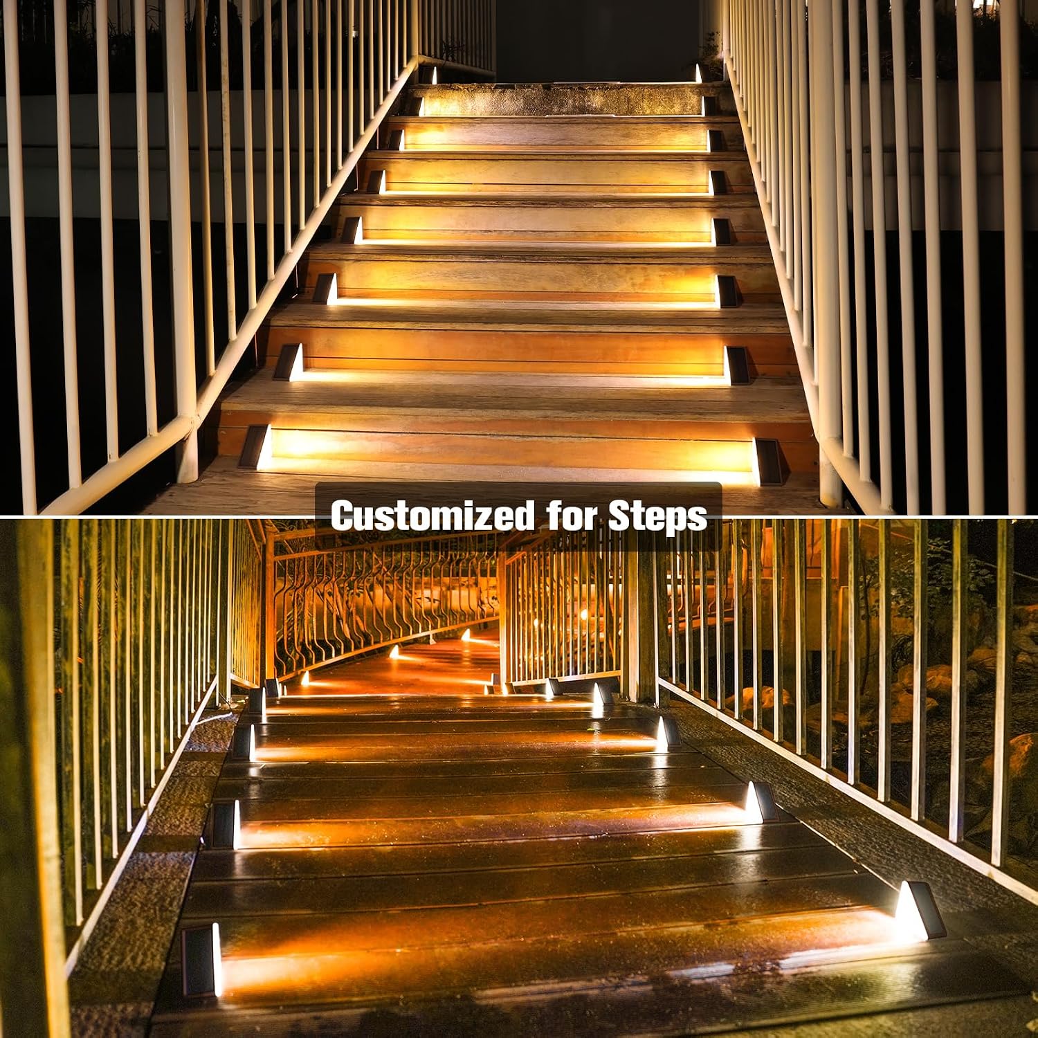 Brown Waterproof Solar Outdoor Deck Step Lights