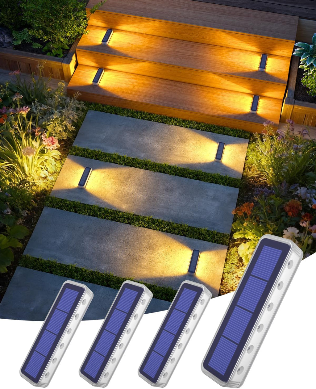 Two-Sided 12 LED IP68 Solar Step Lights