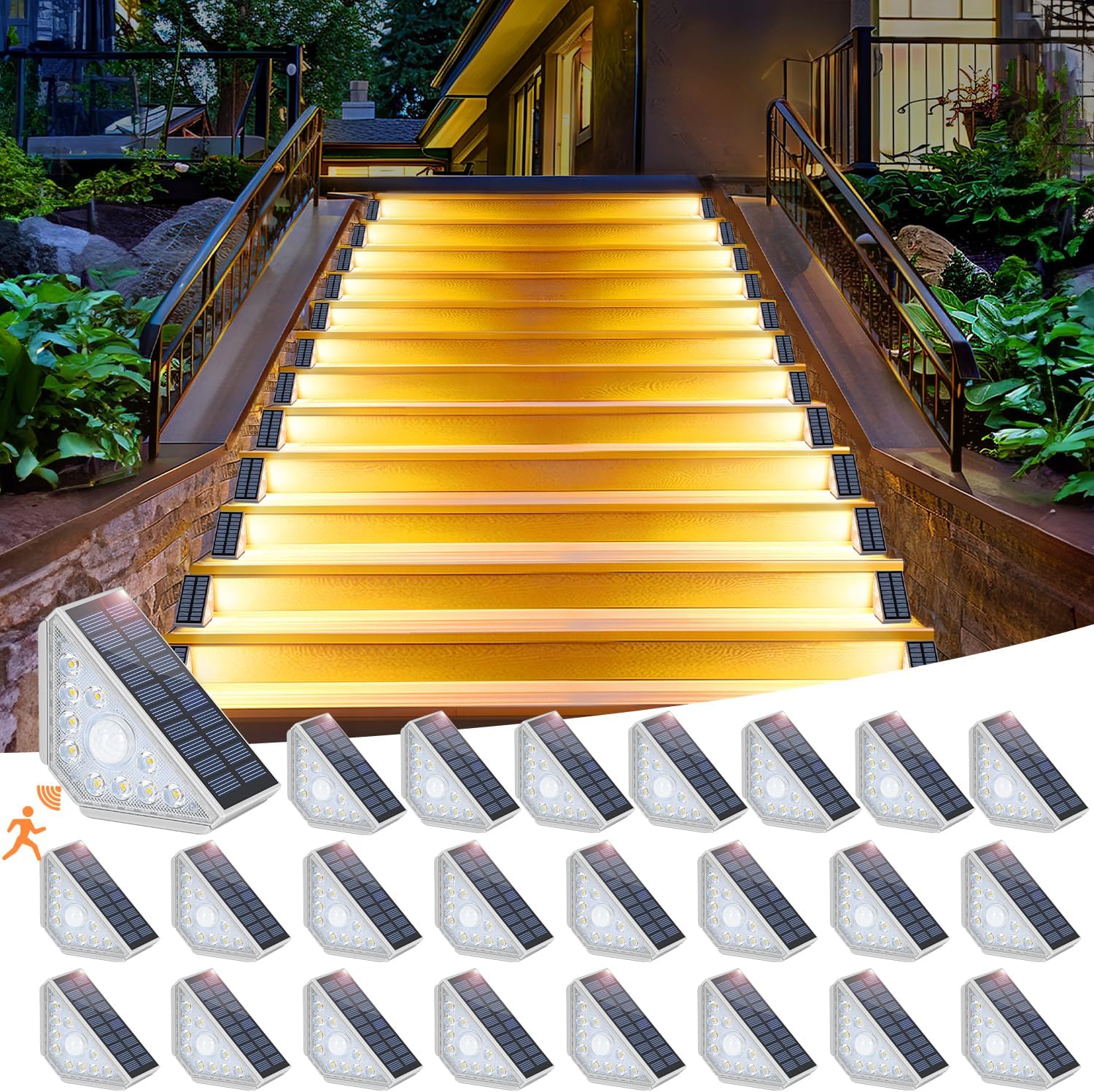Motion Sensor Bright Solar Waterproof Step Lights