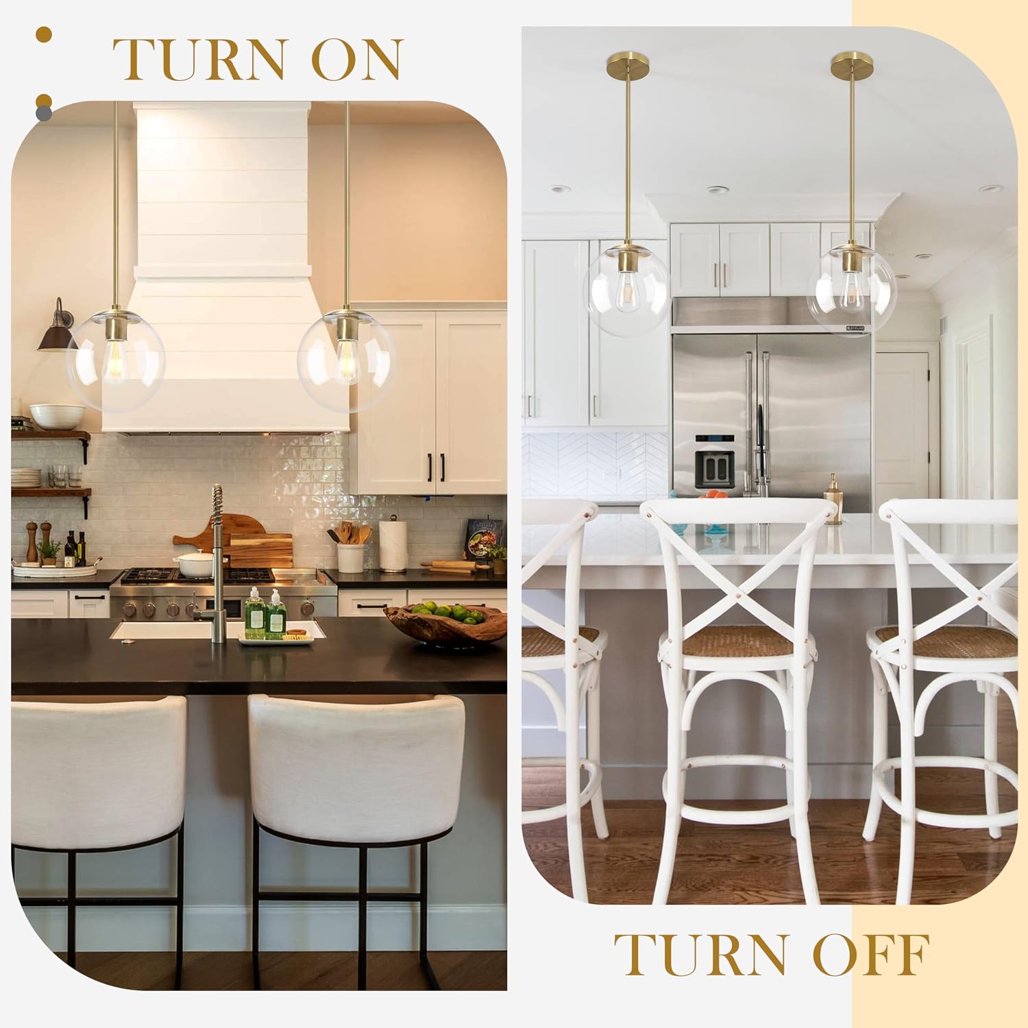 Gold Clear Glass 10in Kitchen Globe Pendant Light
