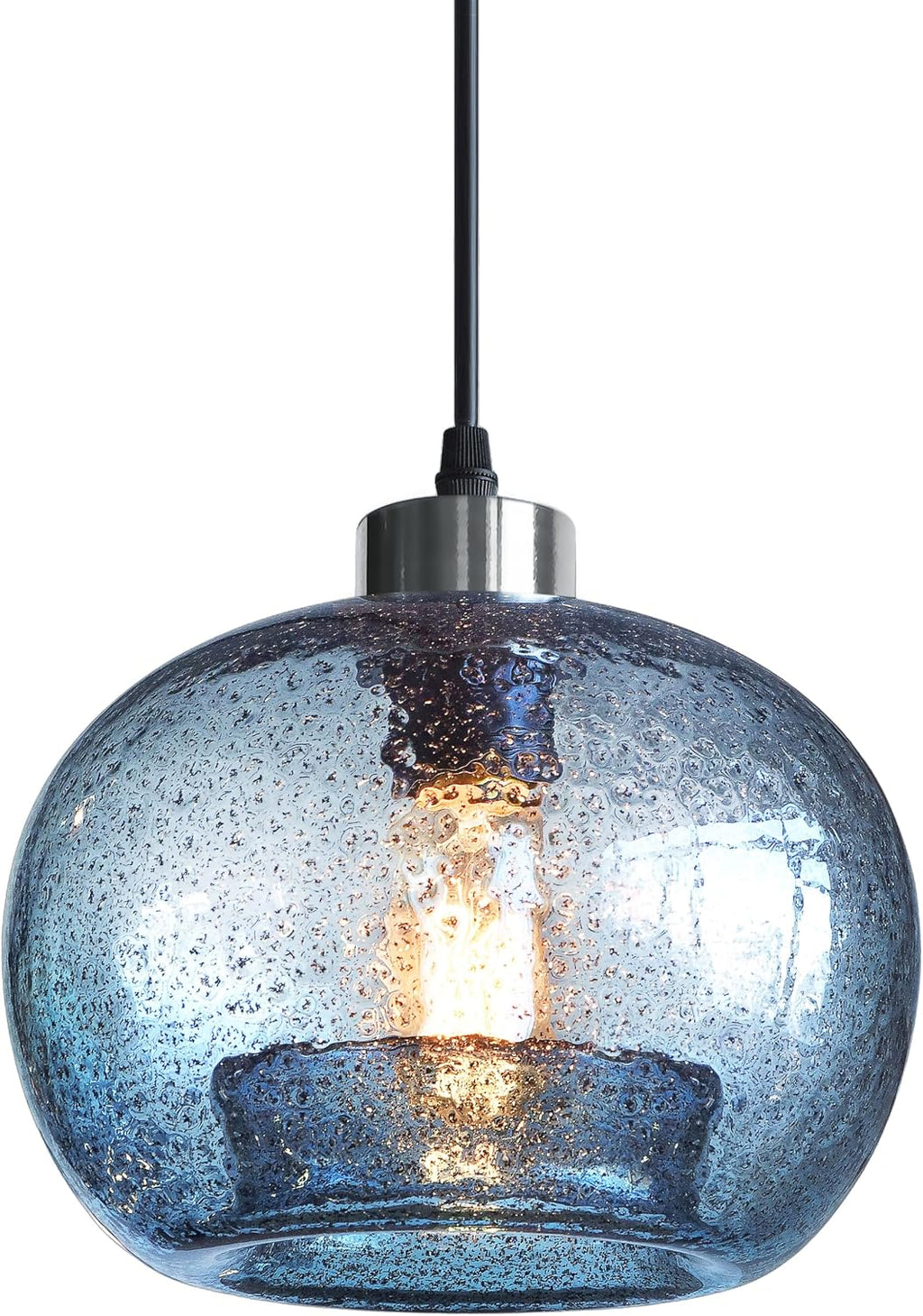 Blue Globe Nickel Farmhouse Kitchen Pendant Light