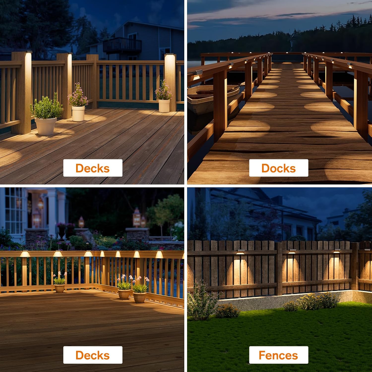 Lens Large Warm White Solar Waterproof Deck Lights
