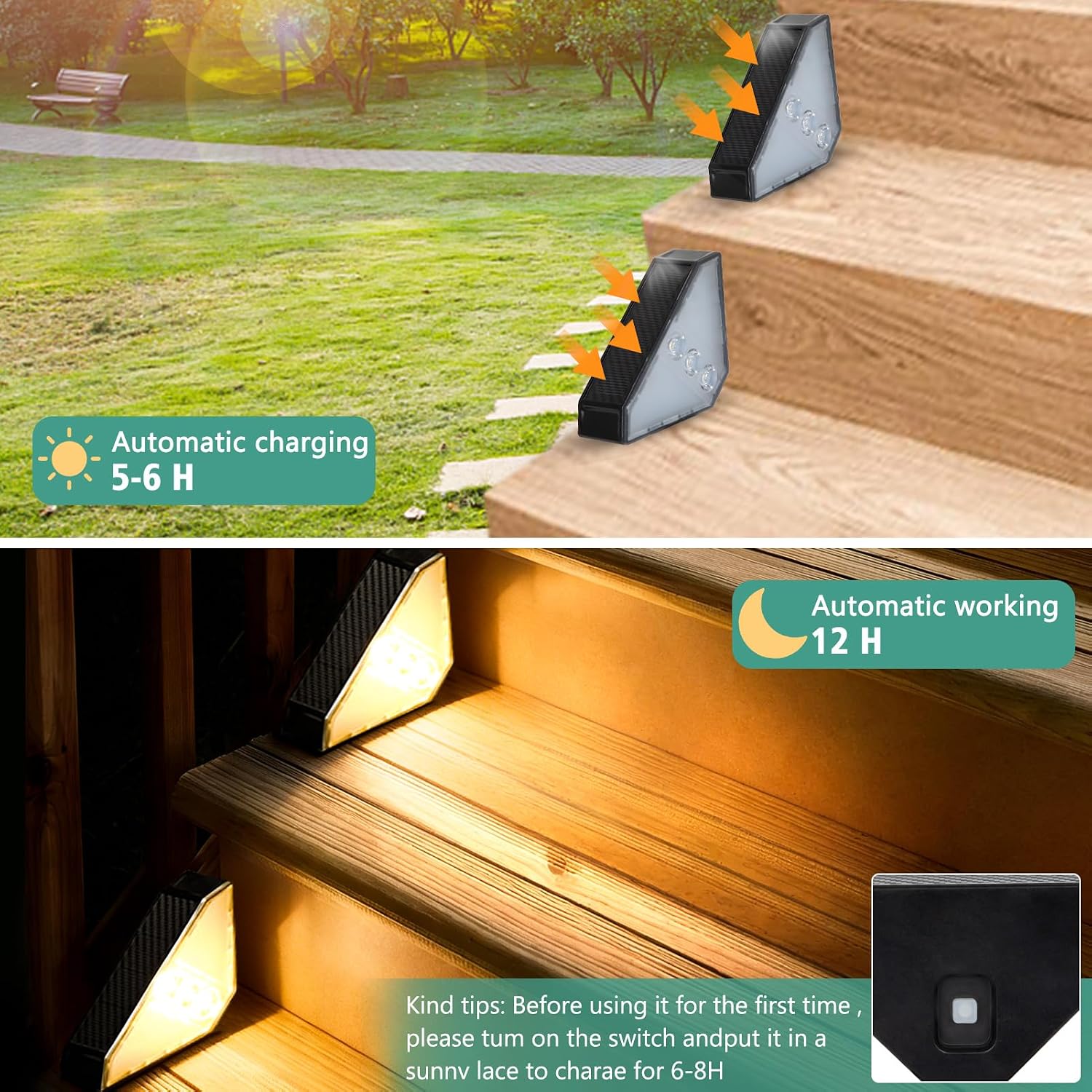 Ultra Bright Auto On Off IP68 Solar Step Lights
