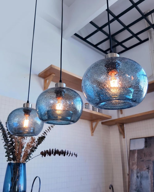 Blue Globe Nickel Farmhouse Kitchen Pendant Light