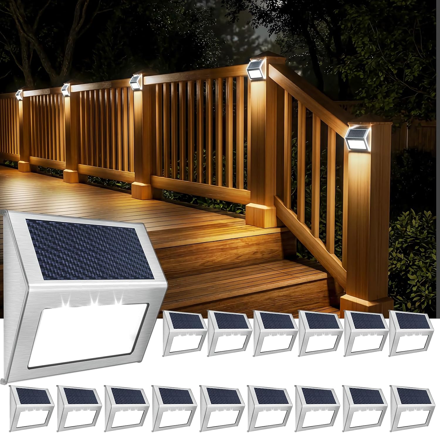Stainless Steel Warm Solar Deck Step Lights