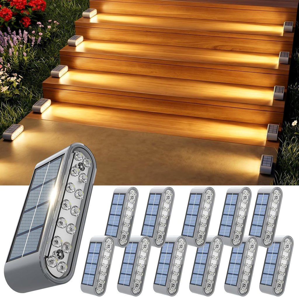14 LED 3000K Warm Solar Waterproof Step Lights