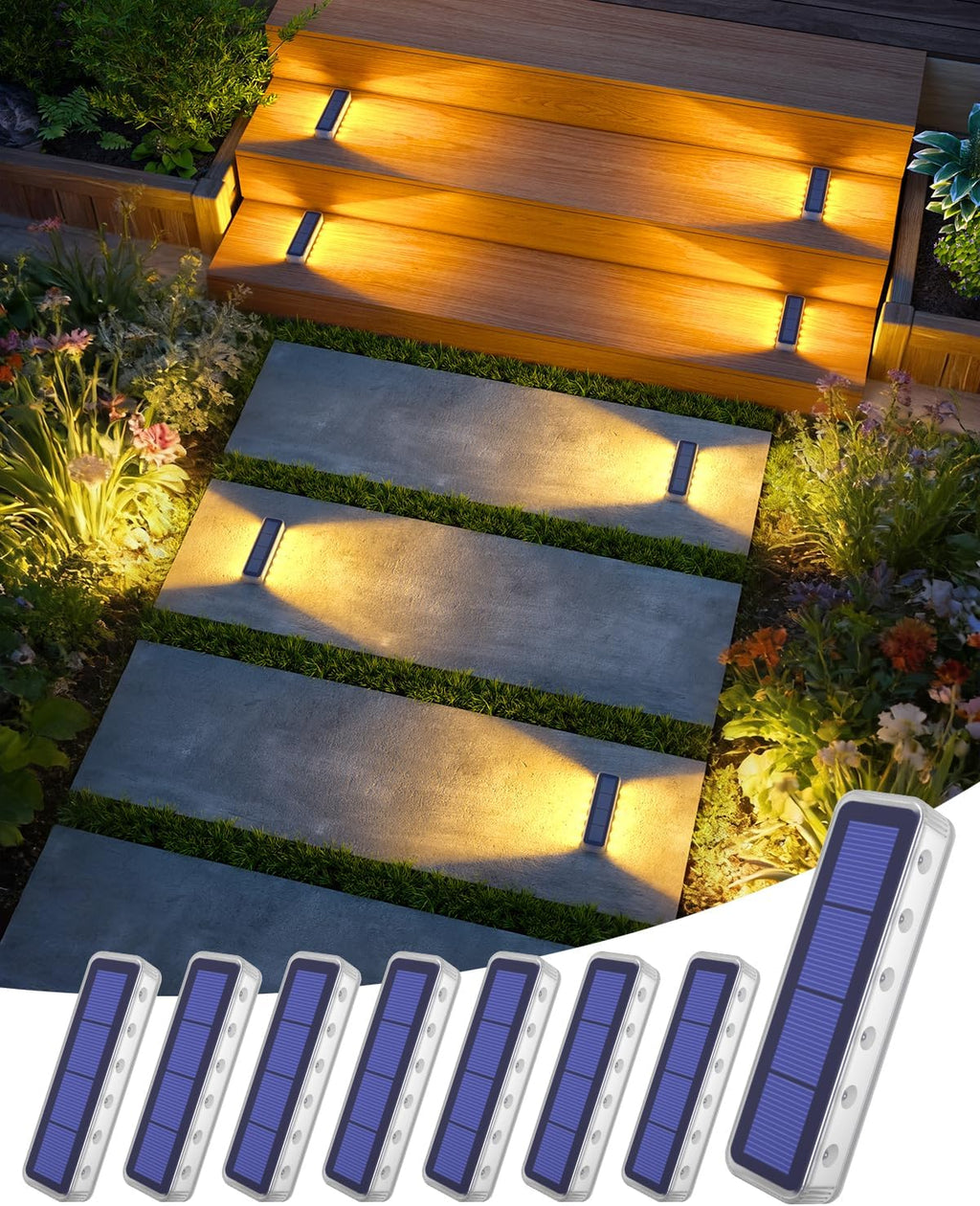 Two-Sided 12 LED IP68 Solar Step Lights