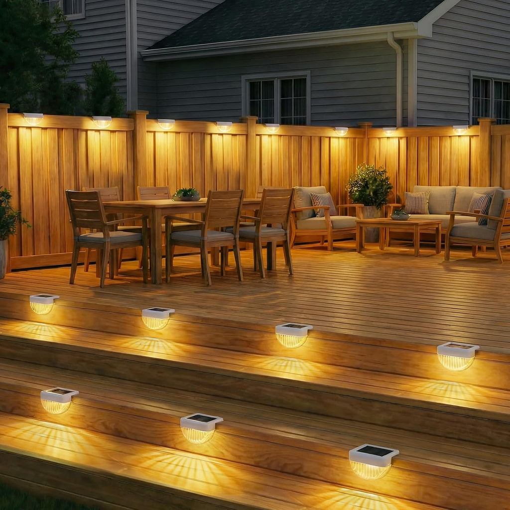 Solar Warm White Waterproof Deck Step Lights