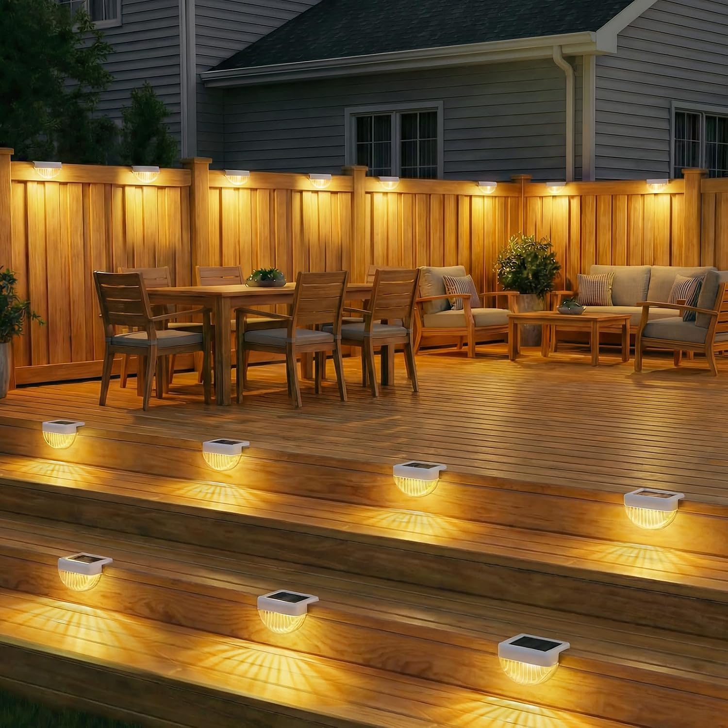 Solar Warm White Waterproof Deck Step Lights