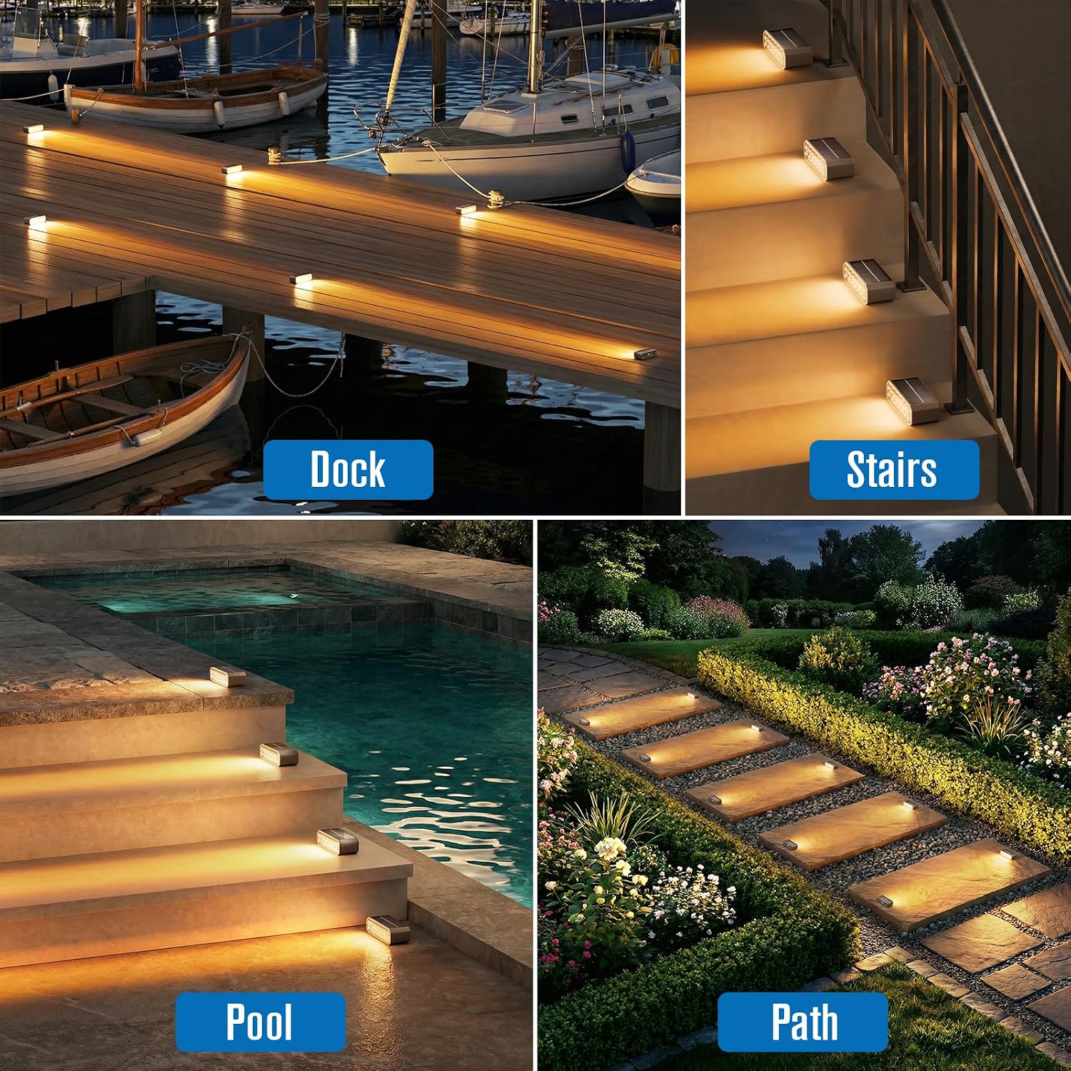 Horizontal 3000K Warm Solar Waterproof Step Lights