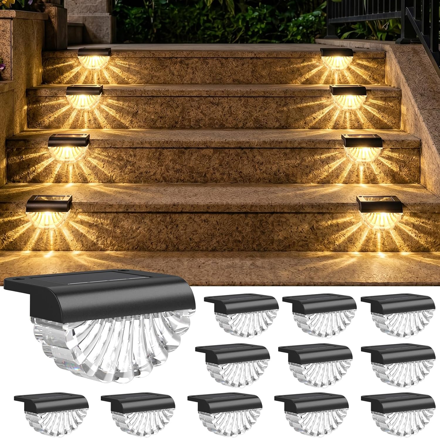 Dusk To Dawn Warm White Solar Deck Step Lights