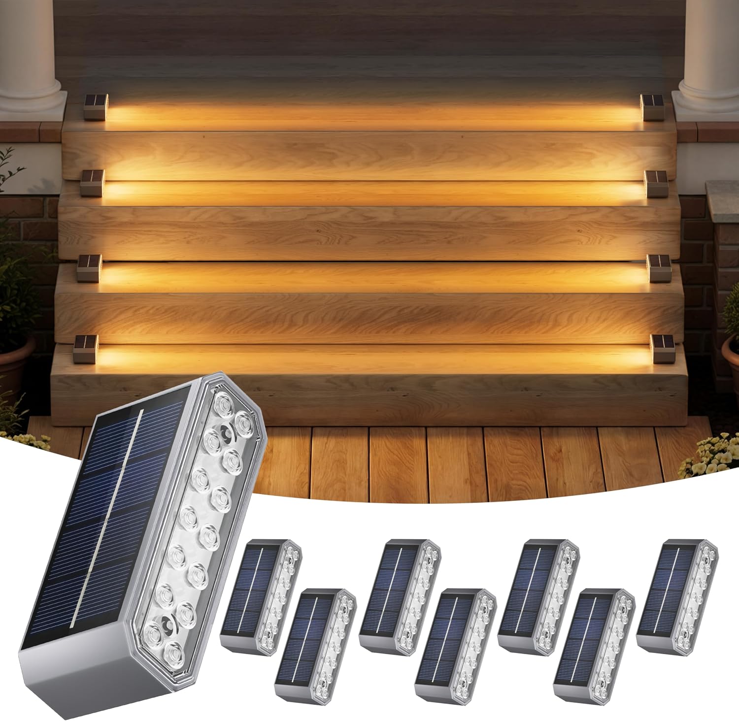 Horizontal 3000K Warm Solar Waterproof Step Lights
