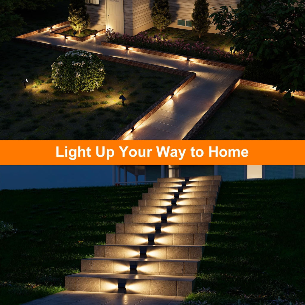 Two-Sided Warm White Solar Outdoor Step Lights